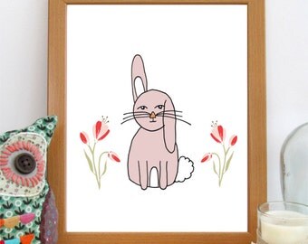 Bunny Nursery Print, 8x10 Nursery Art, Printable Art, Girls Room Decor, Nursery Decor