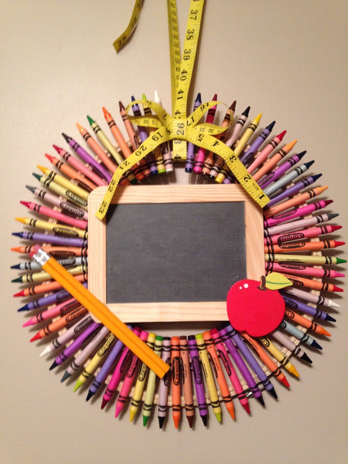 Crayon Wreath Teacher Wreath by ItsAlwaysSunnyInStL on Etsy
