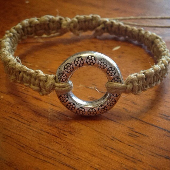 Handmade Adjustable Natural Hemp Bracelet with by