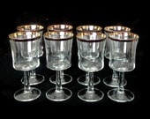 Crystal Wine Glasses Hand Blown Bronze Rim Set of Eight
