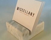 Square Business Card Holder - White Carrara Marble - Office Desk Home, Desk Accessory, Recycled Marble