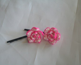 Pink & white flower bobby pins-flower bobby pins-bobby pins