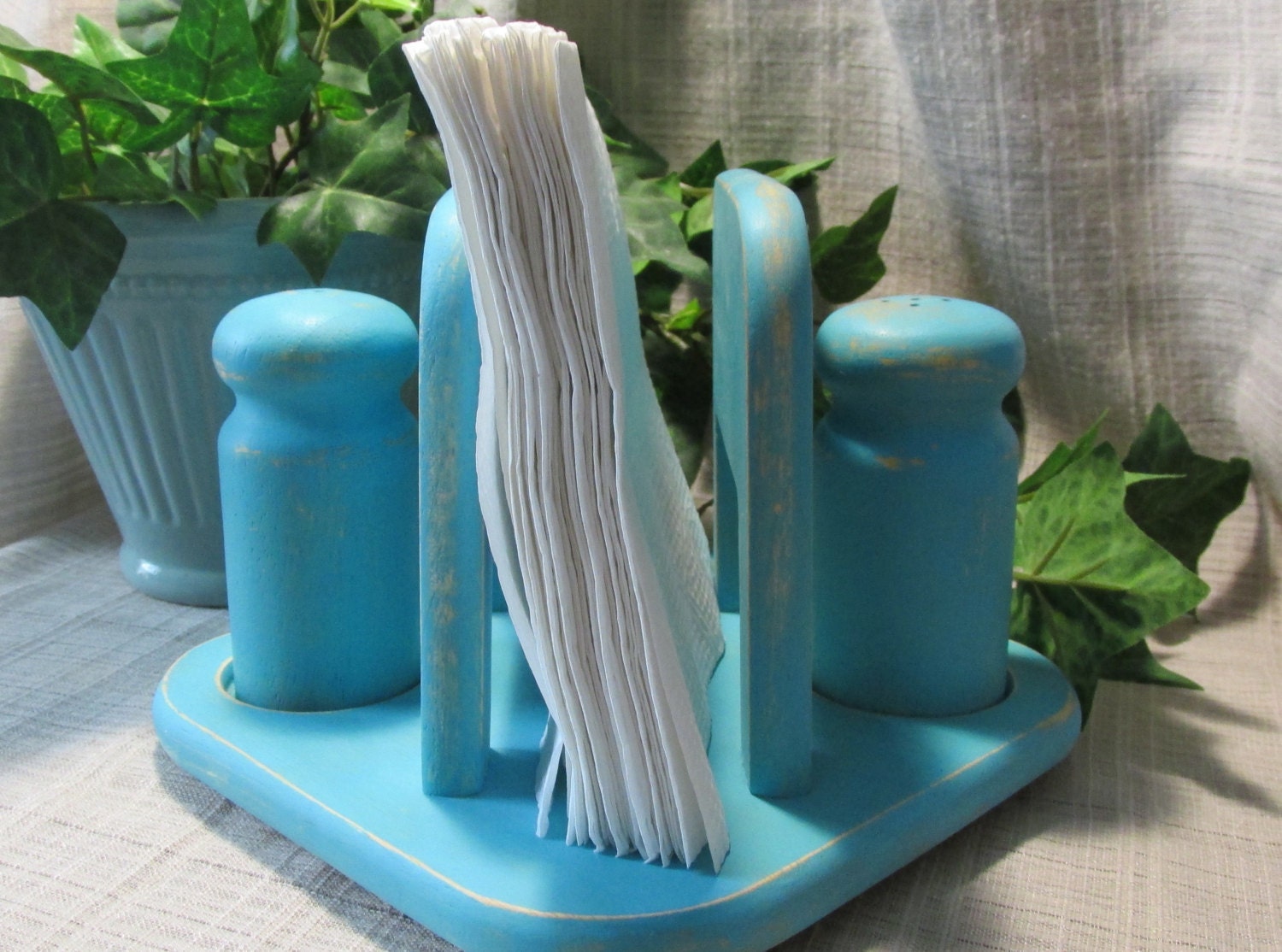 Lovely Napkin Holder Salt and Pepper Shakers Solid Wood