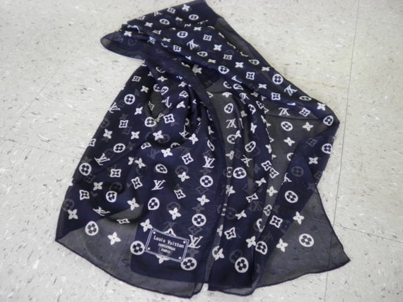 Vintage Louis Vuitton silk scarf black and tan by Knitwaretowear