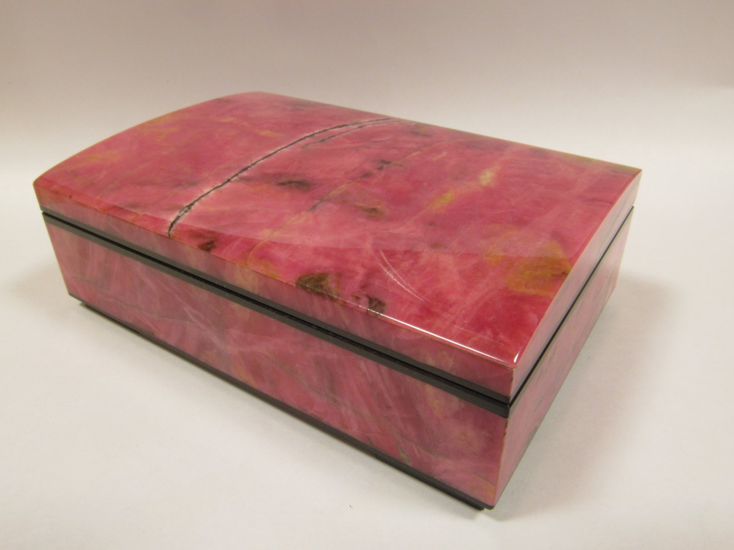 Genuine Rhodonite Stone Jewelry Box 4.7x3.1x1.5 inch