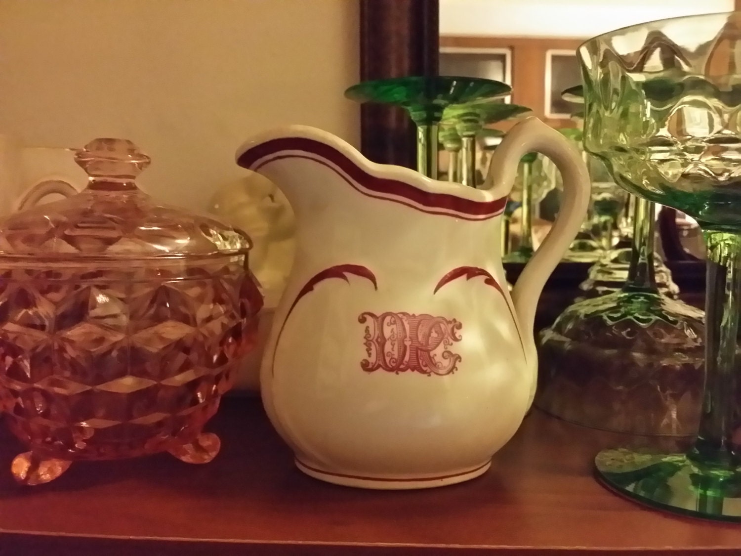 1911 Vintage Creamer James M. Shaw & Co New York Pottery Monogram DPC