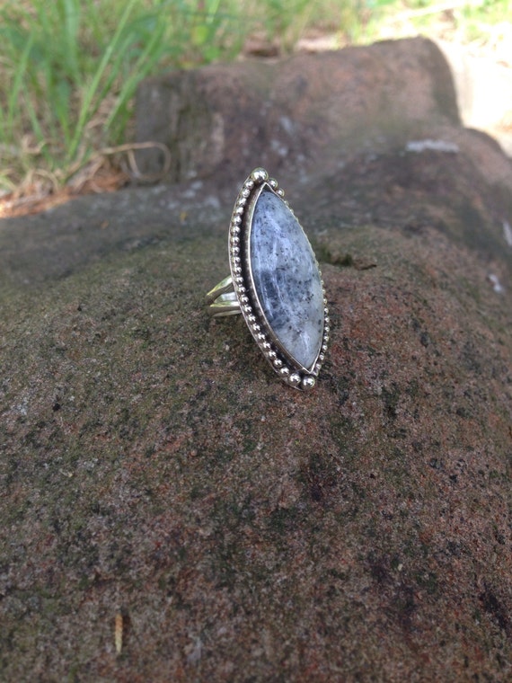 Black Moss Agate Ring by windhorsesilver on Etsy