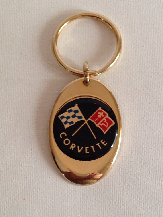 Chevy Corvette Keychain Solid Brass Gold Plated Chevrolet Key