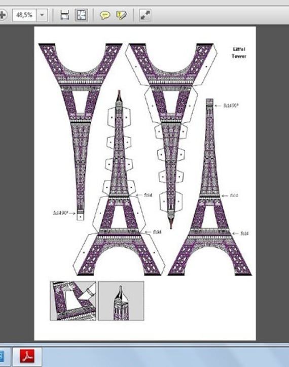 Paper toy Eiffel Tower for self-assembly. Printable A4. by 7Format