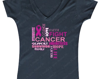 Fight Cancer - Ladies' V-neck (Breast Cancer Awareness)