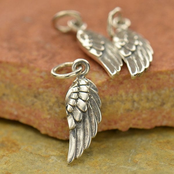 Tiny Sterling Silver Angel Wing Charm Angel Wing Necklace