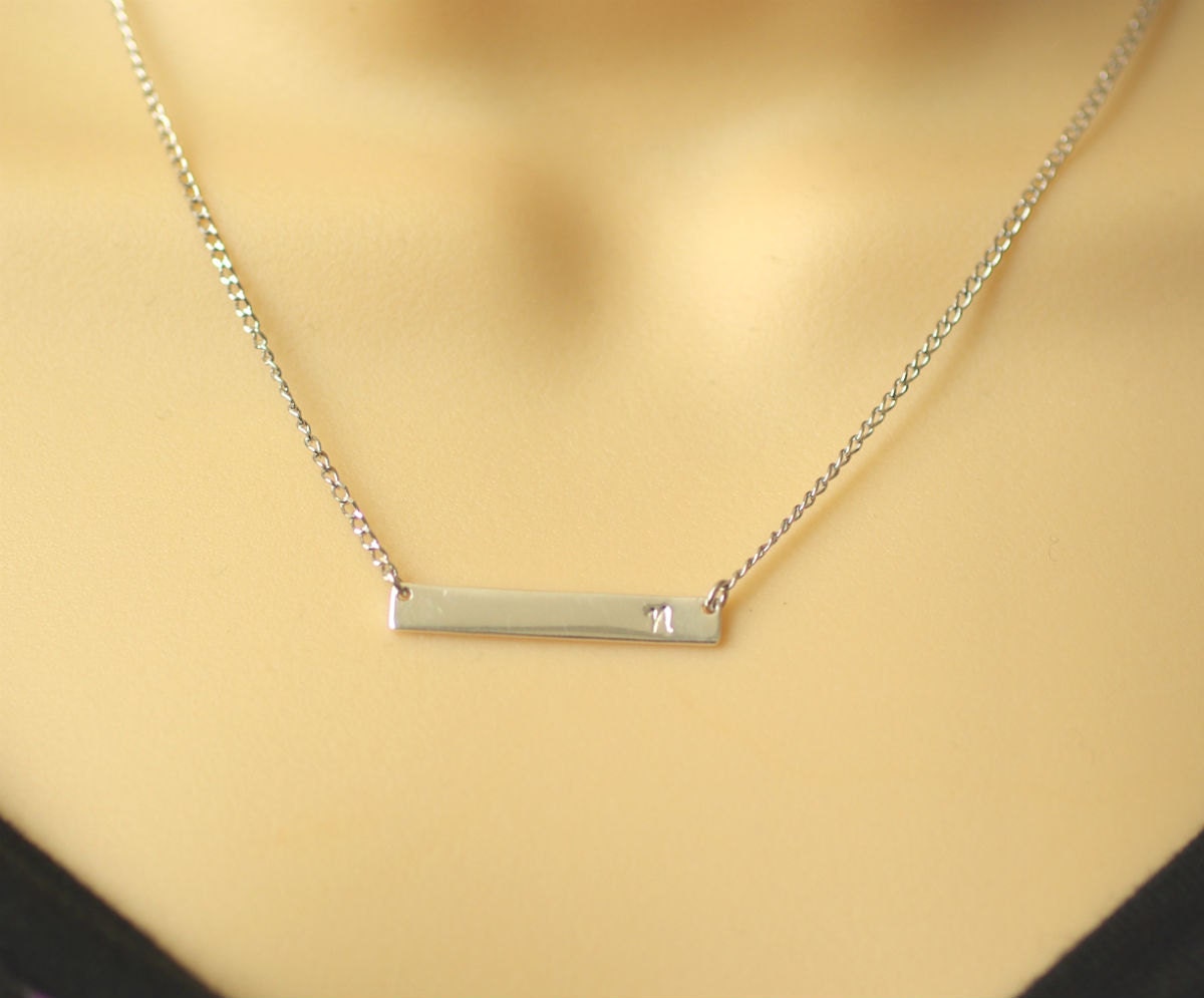 Sterling Silver Personalized Bar Necklace Nameplate Necklace