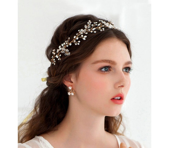 Grecian hair vine wedding headband bridal by Angelicbridal on Etsy