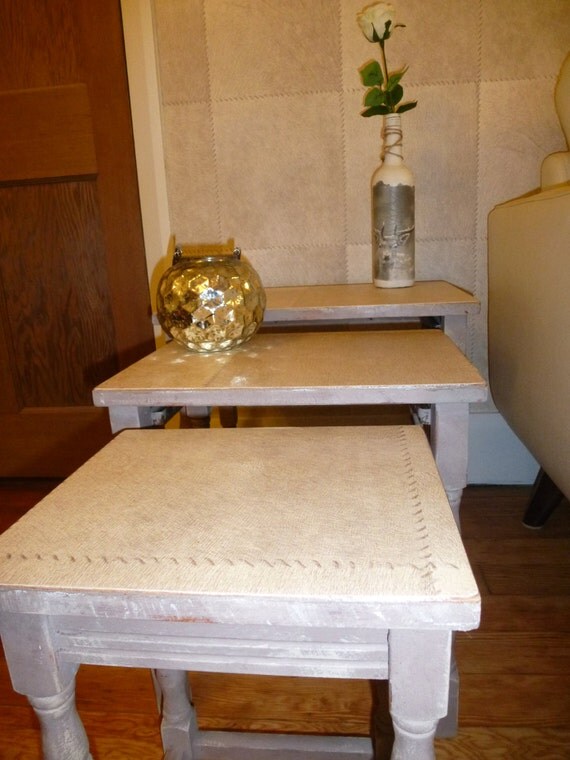 Nest of Tables Upcycled Quirky Shabby Chic by LearsInteriors