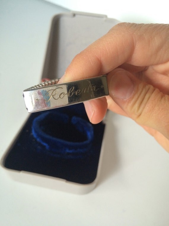 1950s ID bracelet Speidel Locket Engraved bracelet Tomboy Style