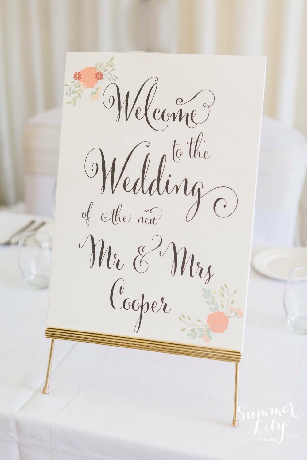 Gold easel wedding decoration signage wedding signs