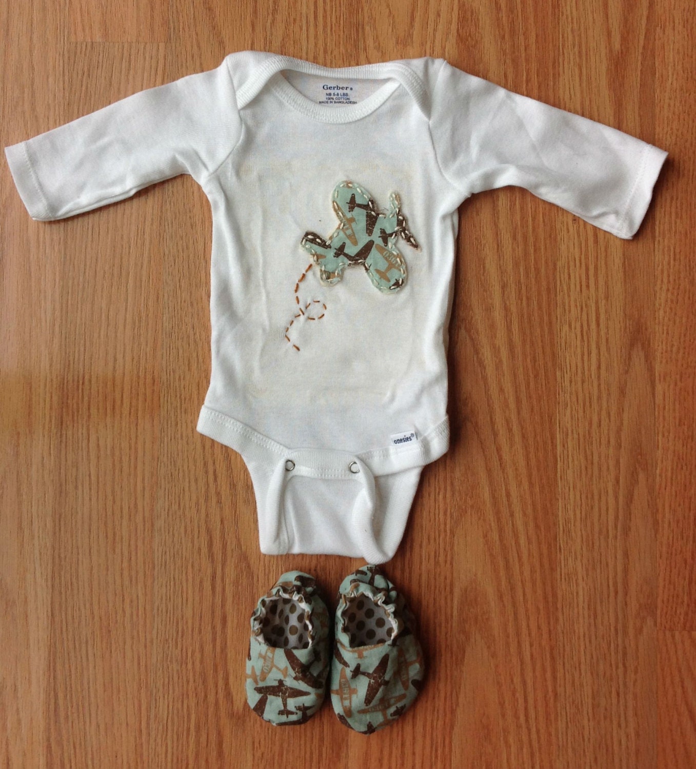 Baby Boy Airplane Onesie Long Sleeve Onesie by PreciousPipsqueak