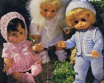 12-18 inch dolls knitting Pattern PDF- 3 outfits to knit