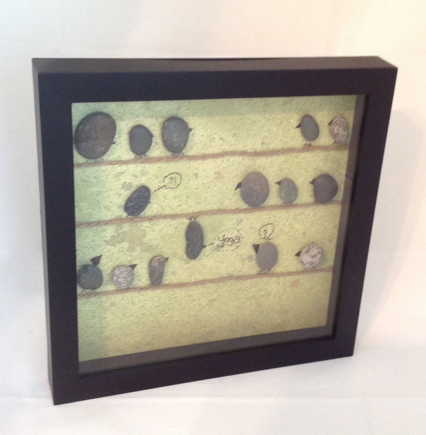 Yoga gifts handmade yoga gifts Shadow box rock art