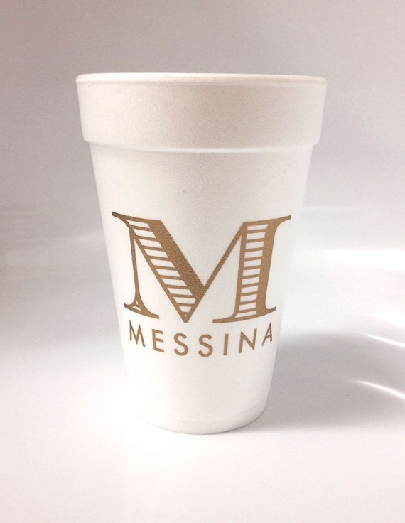 16oz. Initial And Name Styrofoam Cups