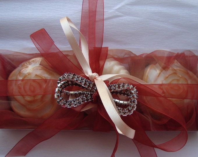 Valentine's inspired Elegant Gift for Her, Study in Terracotta Handmade Gift Set for Women, Deluxe fragranced soaps, Jewelry Bracelet, Party