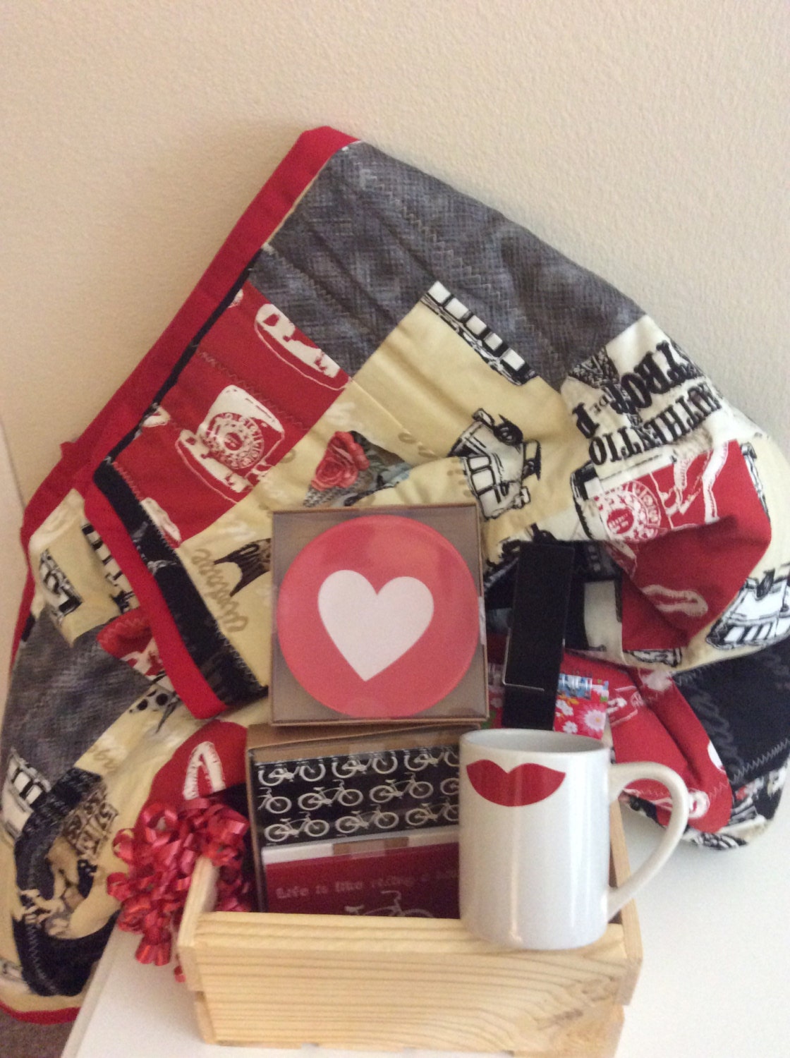 Items similar to Quilt Gift Baskets with Lap Quilt and 34 Small Gift