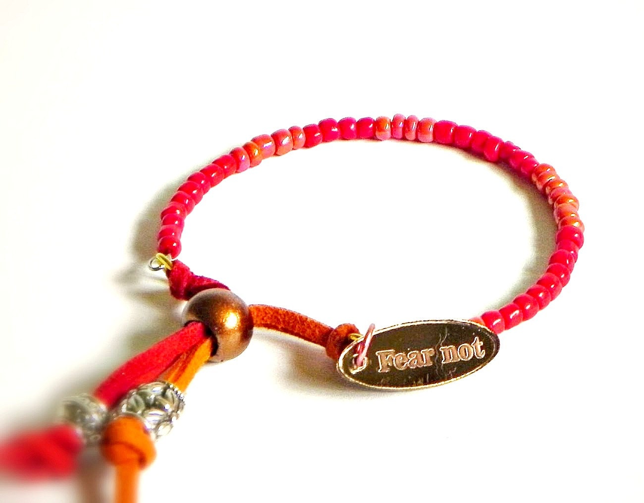 Awareness Inspiration Bracelet Fear not Single layer bead