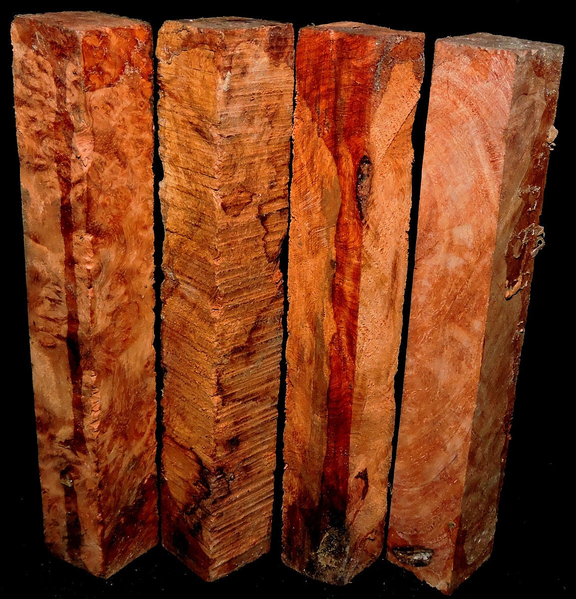 4 Amboyna Burl Wood Turning Stock Pen Blanks by craftimbers