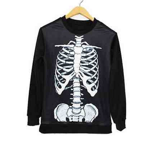 Skeleton Rib cage Jumper Pullover Sweatshirt (Alternative, Pastel Goth)