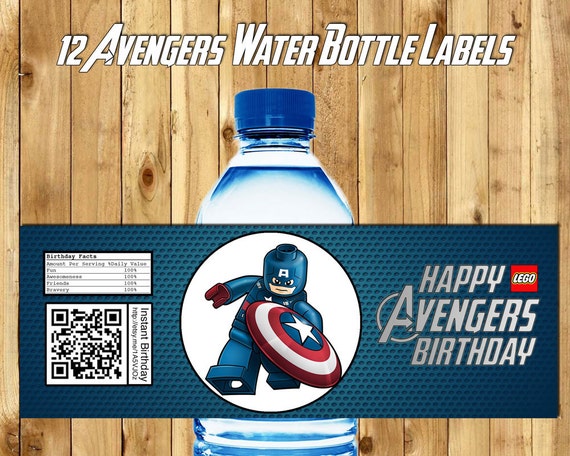 avengers lego 12 etiquettes pour bouteille deau par