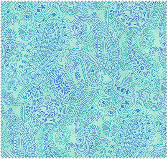 Items similar to Something Blue Paisley on Medium Blue Quilt Shop Quality Cotton by Henry Glass