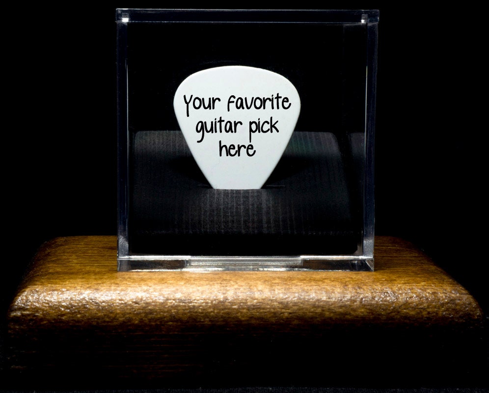 SINGLE GUITAR PICK Display Case with optional wood pedestal