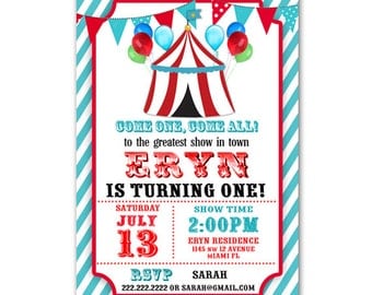 Personalized Circus Carnival Birthday Invitation Printable