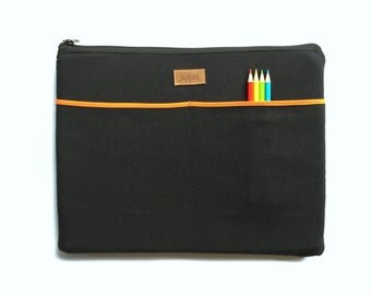 MacBook Pro Case, MacBook Pro Sleeve, MacBook Pro 13 Case, MacBook Pro Cover, MacBook Pro Hard Case, Macbook Pro Skin - Black and Orange