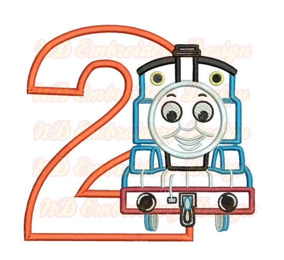 Thomas Train 2nd Birthday Embroidrey Applique Design Number