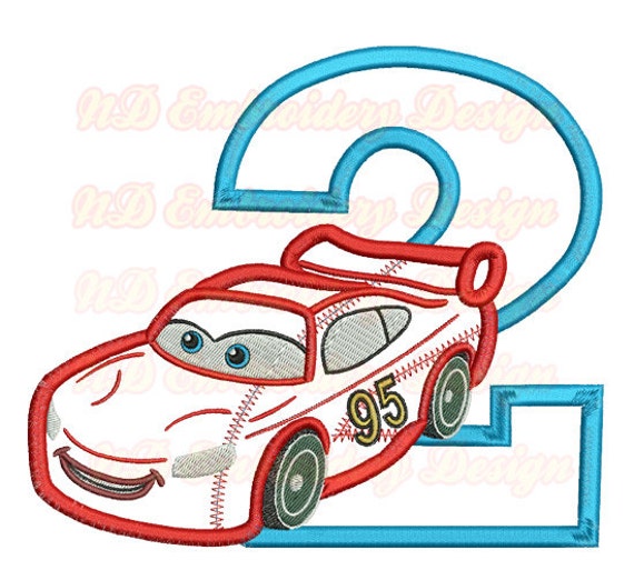 Red Car 2nd Birthday Set Embroidery Applique Design race car