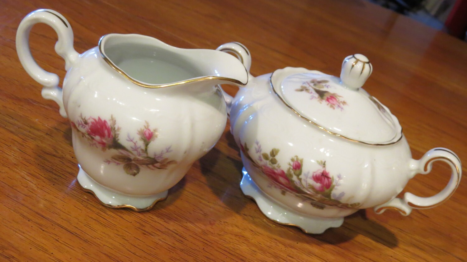Vintage Noritake Lidded Sugar Bowl and Creamer Set