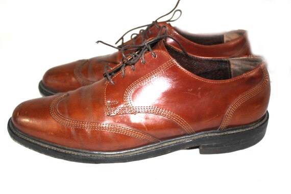 Vintage Mens Shoes Brown Wing Tip Oxford Dress Shoes Executive vintage mens shoes brown wing tip oxford dress shoes executive