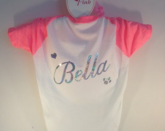 Custom Dog T-Shirt. American Apparel Dog Clothes. Personalised Dog Shirt Customized with Dogs Name. Personalized Dog Clothes