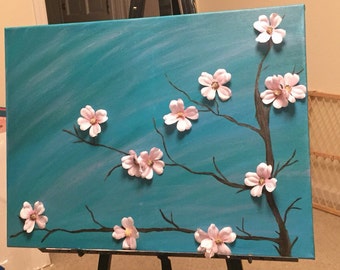 Items similar to Tree Flowers Painting Original Modern Landscape ...