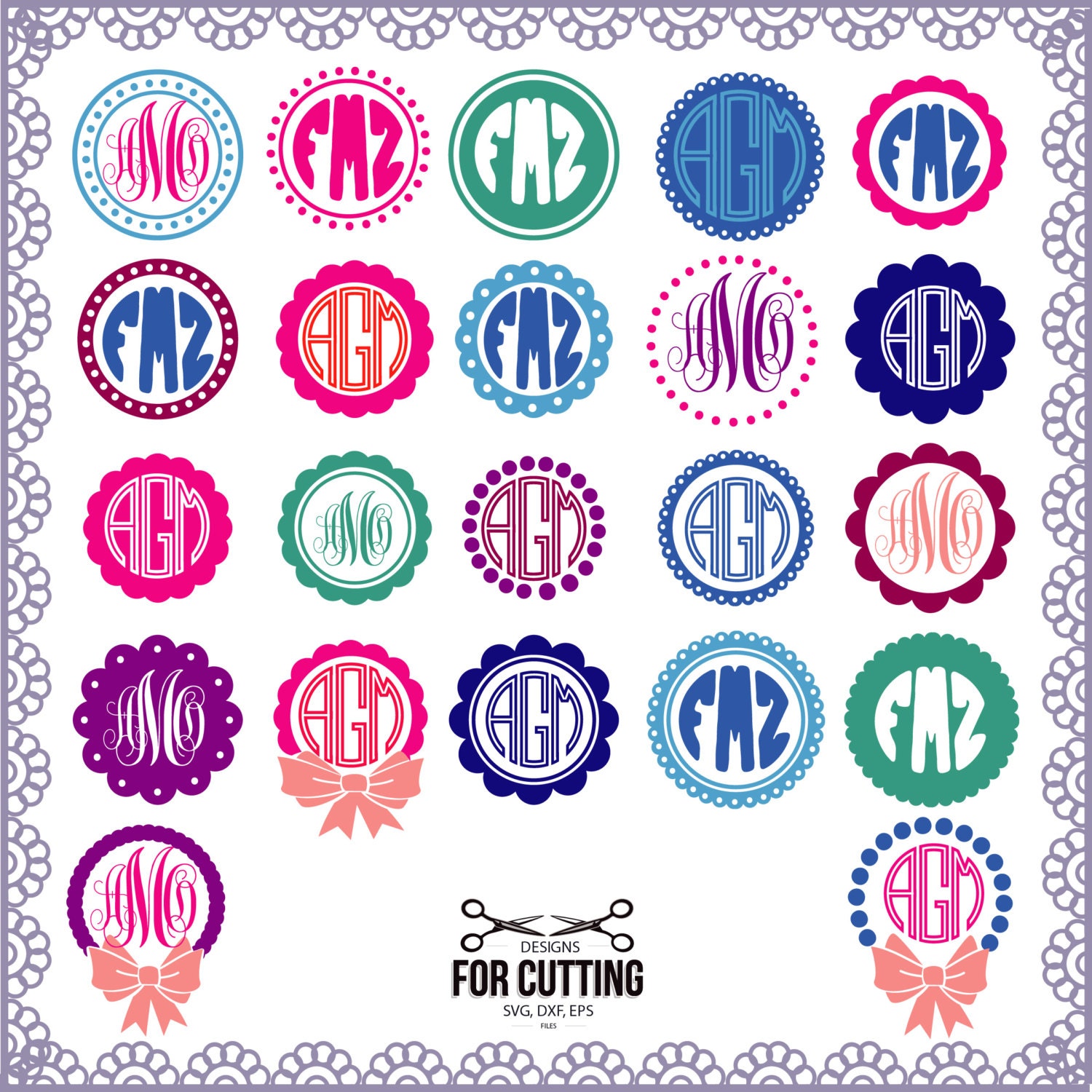 Download Circle pack Monogram frames cut Files SVG DXF EPS. Cutting or