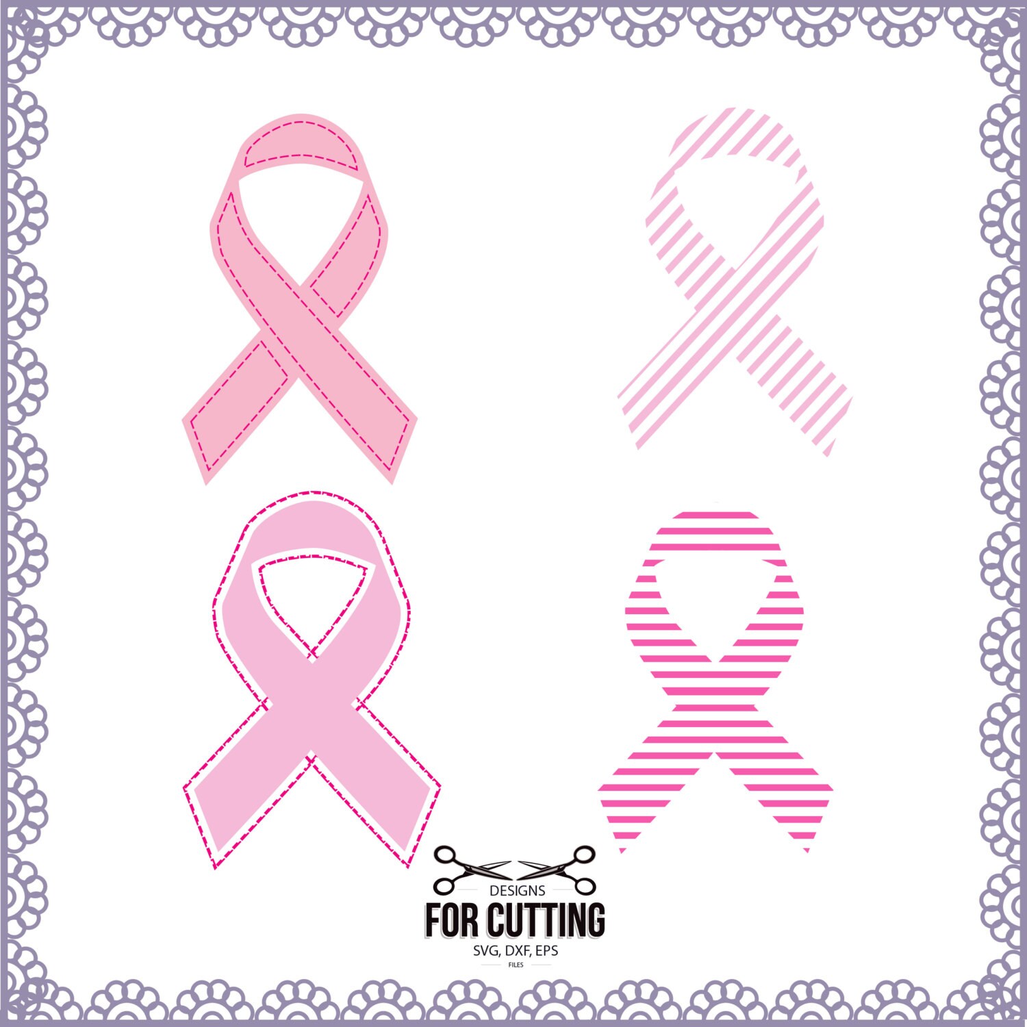 Download Breast cancer ribbons Pink ribbons cut Files SVG DXF EPS.