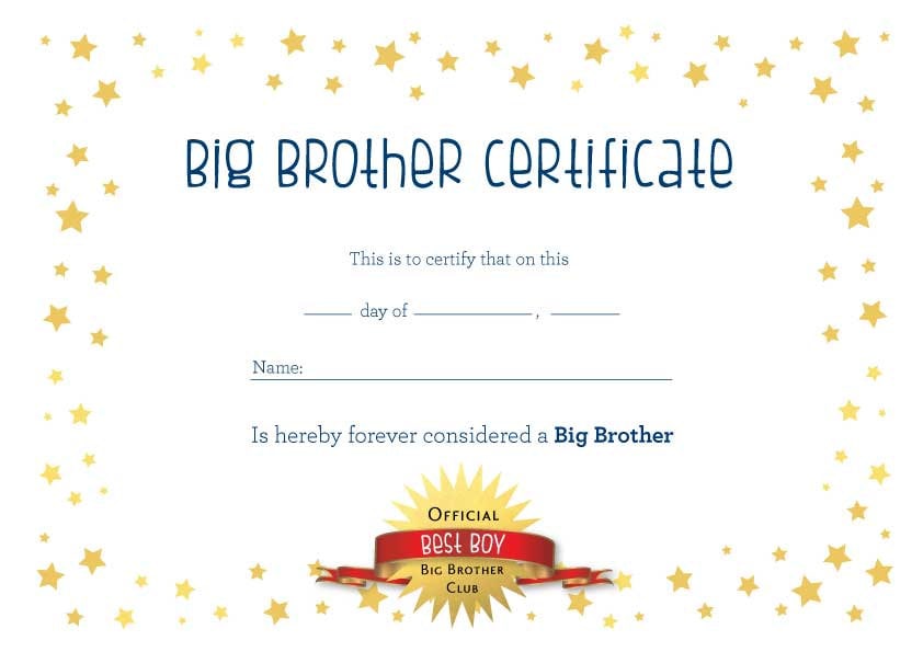Big Brother Certificate A4