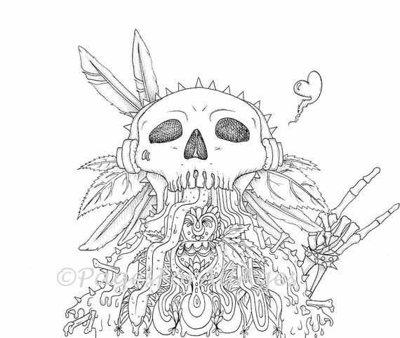 Skull+Mandala+Coloring+Pages Skull Mandala Vomit Coloring Page by PagesForAllAges on Etsy