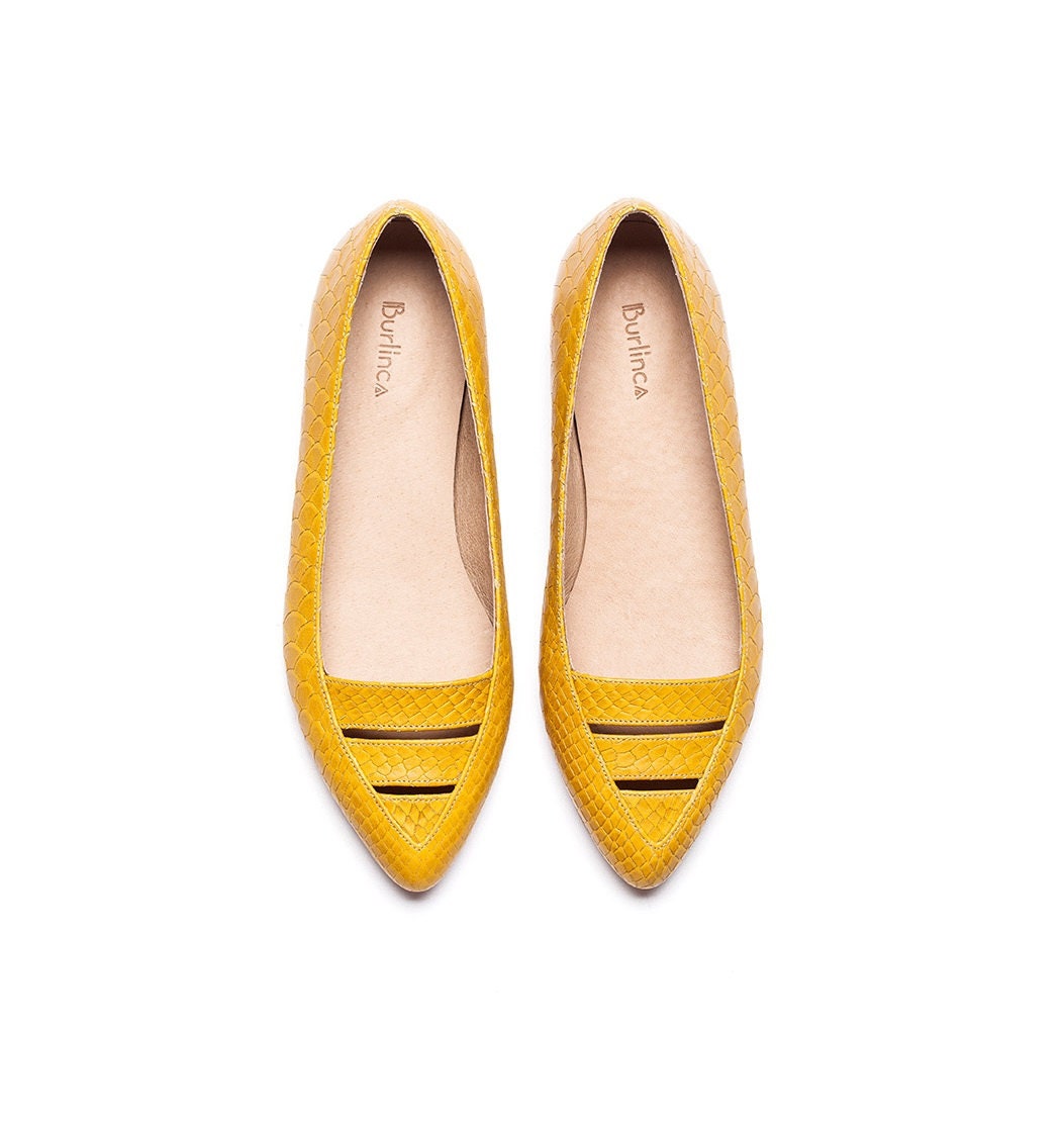 yellow womens flat shoes