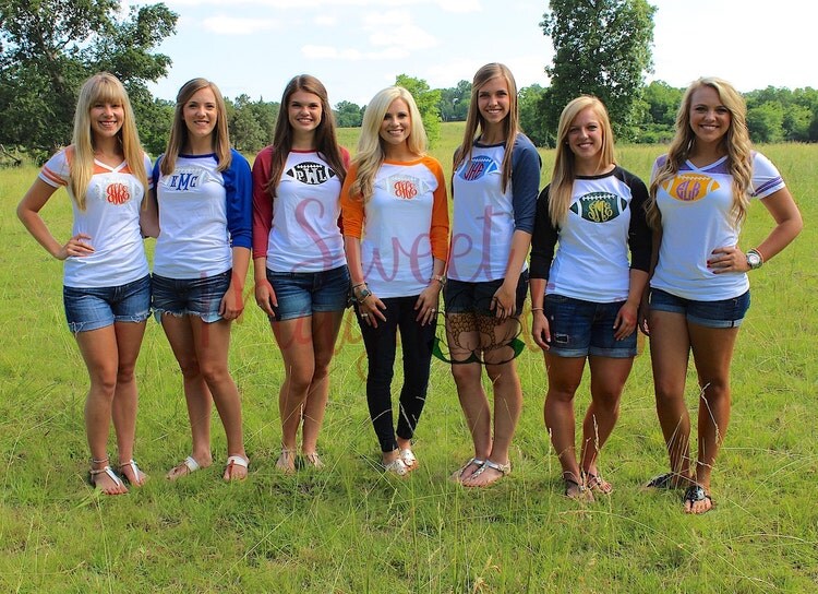 Monogrammed Football Raglan Tee by SweetMagnoliasTN on Etsy