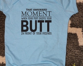 Baby Boy Bodysuit, That Awkward Moment, Toddler Shirt, Funny Baby Shower Gift, Blue Bodysuit, Funny Baby Shirt
