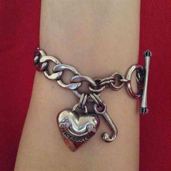 Juicy Couture heart charm bracelet by OfficialLisaAmaro on Etsy