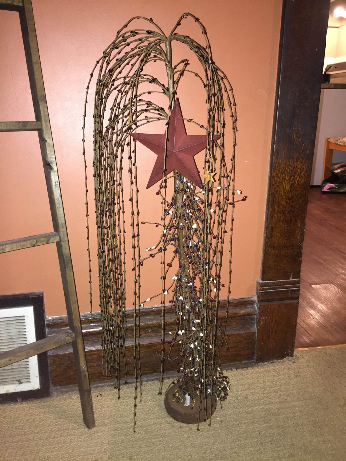 Primitive Pip Berry Tall Lighted Willow Tree