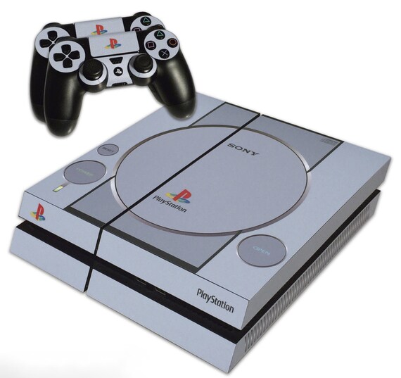 PS4 Skin EXCLUSIVE Grey Retro Playstation One PS1 Skin with 2